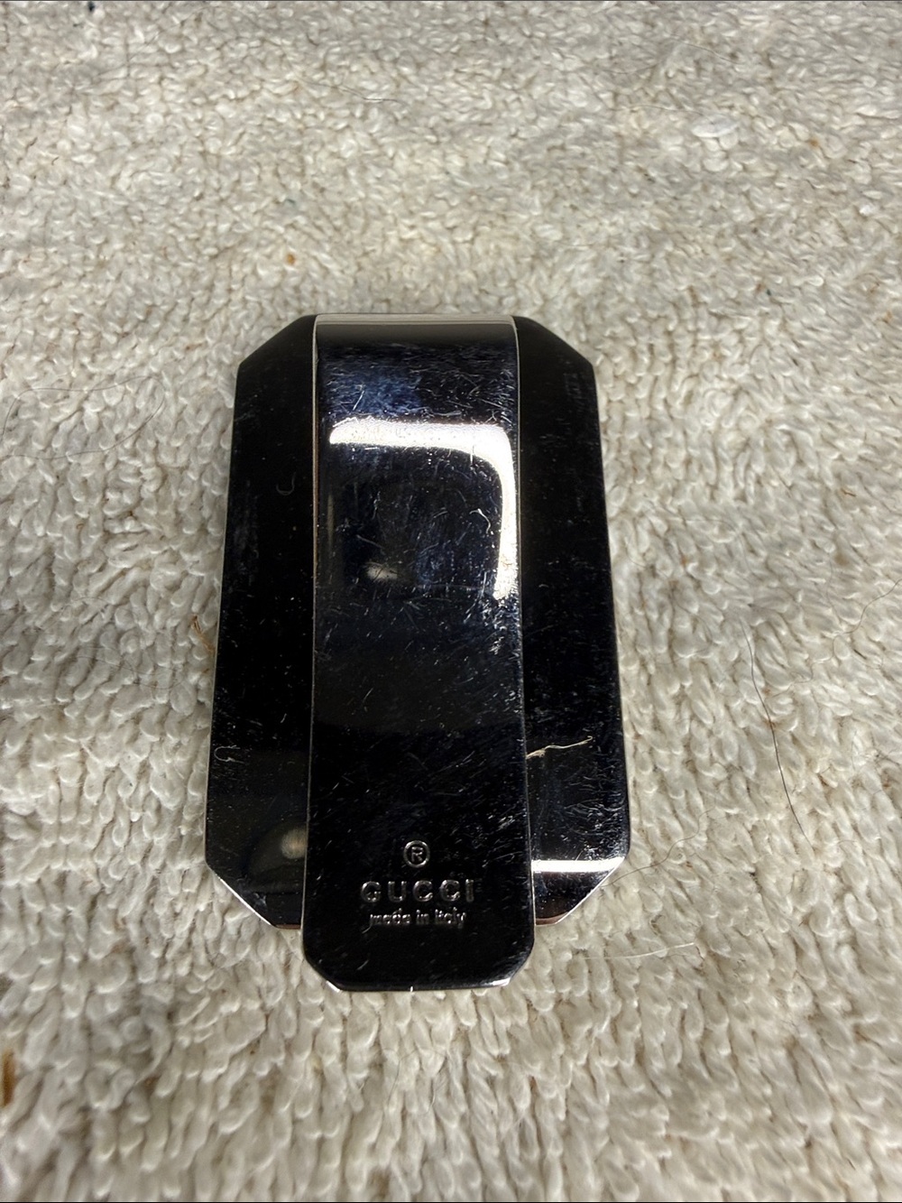 Gucci Guccissima GG Logo Leather Silver Tone Money Clip Wallet Accessory - Picture 4 of 6